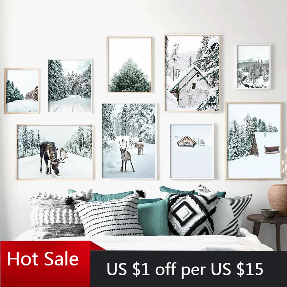 Рождество настенные Арт холст картина зимнего пейзажа Соснового Бора с