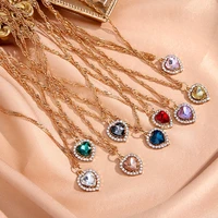 trendy new shiny heart crystal pendant necklace for women gold gold silver color twist chain necklace exquisite elegant jewelry