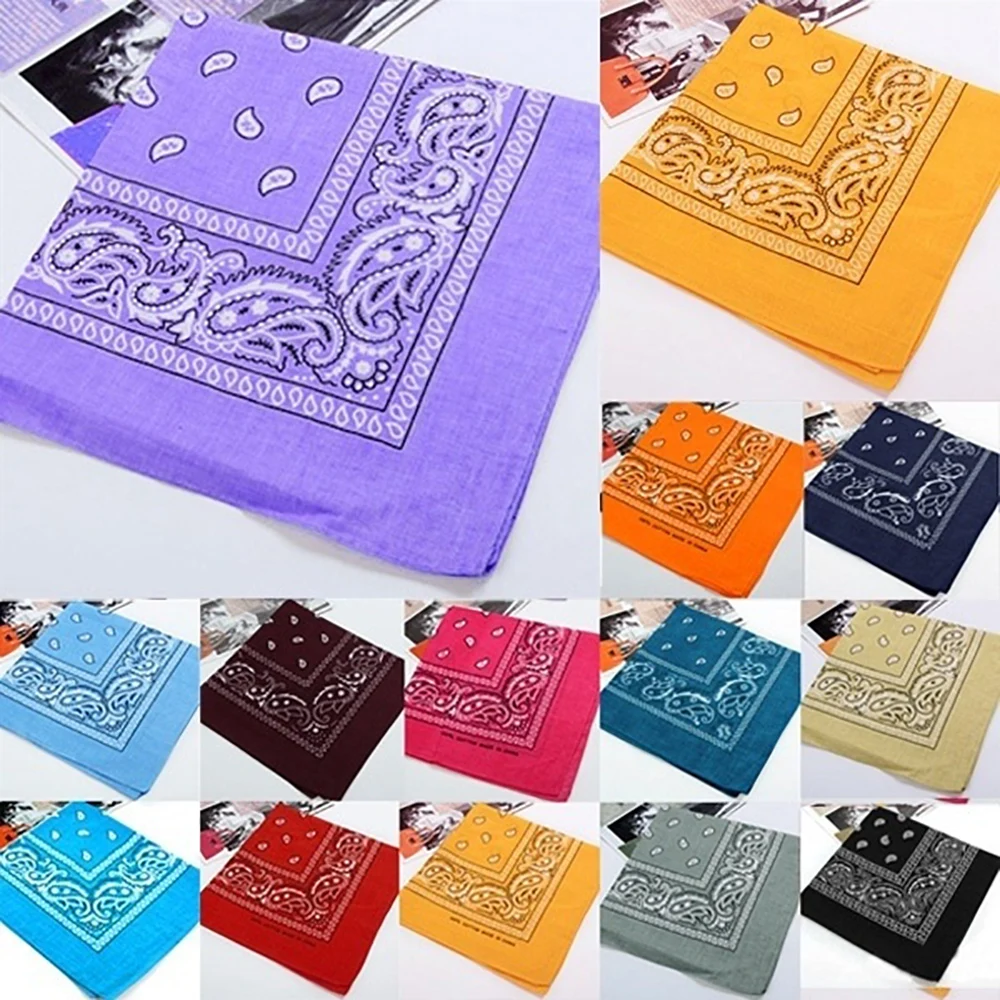 

Head Square Scarves Bandana kerchief Unisex Hip Hop Black Hair Band Neck Scarf Sports Headwear Wrist Wraps Print Handkerchief