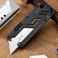 utility sliding blade knife pocket tool 5 in 1 multipurpose diy keychain paper knife sharp boxes cutter with opener hex wrench