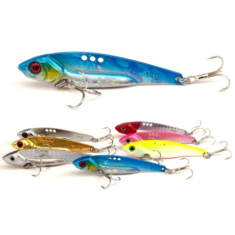 

Metal VIB Lure 5pcs 7g/10g/12g/14g/18g Fishing Lures Blade Spinner Bait 3D Eyes Sinking Vibration Baits for Bass Pike Fish Perch