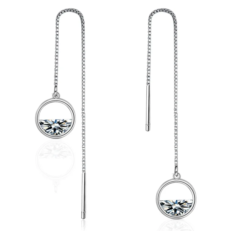 

Серьги-гвоздики женские из серебра 100% пробы, с круглыми кристаллами