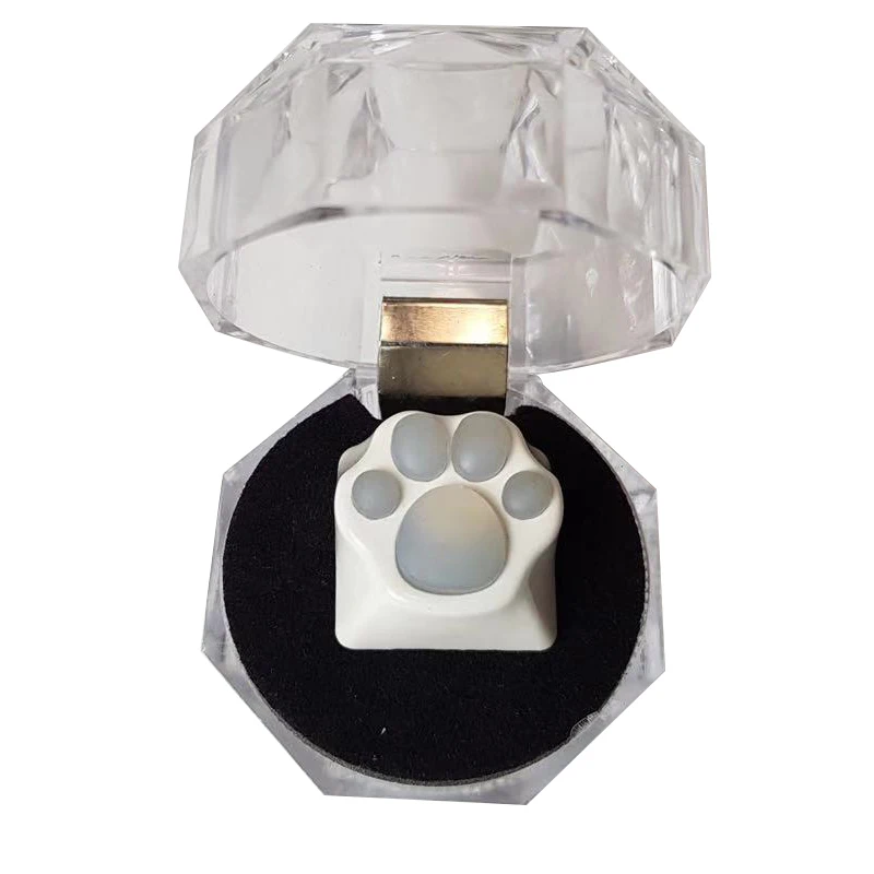 Transparent White 1 шт. розовый черный 10 видов Милая кошачья лапа пластиковая Кепка PBT индивидуальный переключатель Cherry Blossom Keycap для механической клавиатуры - Цвет: Transparent White