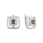 Серьги 2021 тренд из серебра 925 с покрытием из родия, вставка: раухтопаз. Бесплатная доставка с ювелирной фабрики в России