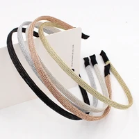 new fashion very thin wire mesh coated metal headband gold silver plated hairband simple solid plain hair hoop women hair holder