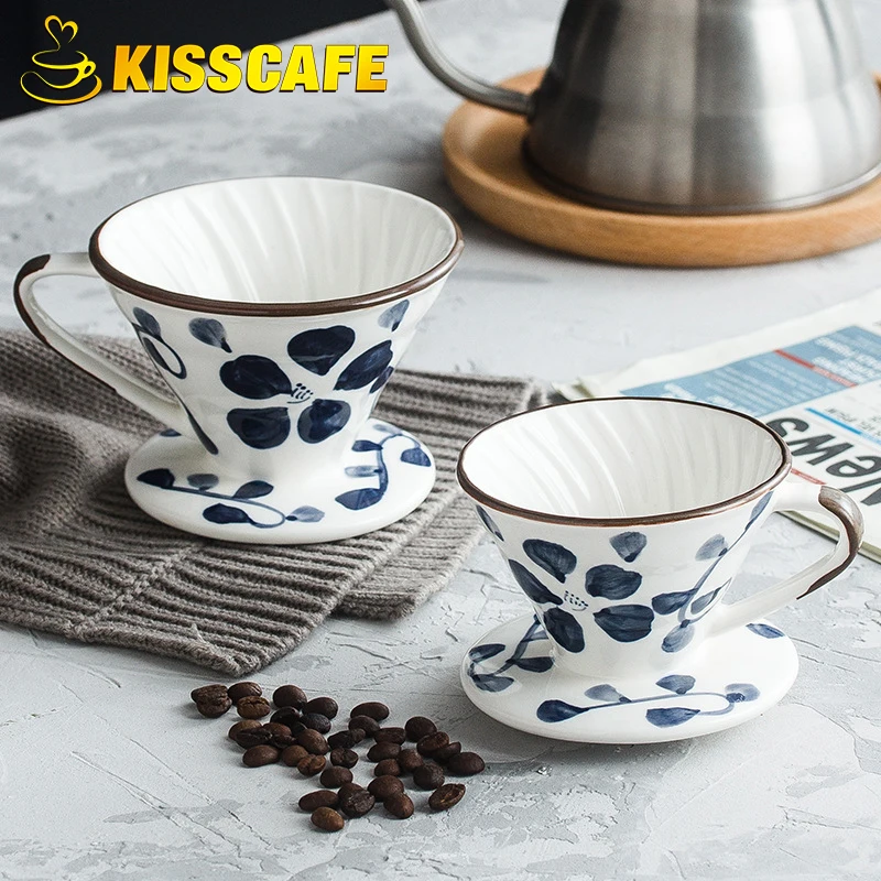

Hand Painted Ceramic Coffee Cup Espresso Filter Cup Origami Filter Cups V60 Funnel Drip Hand Cup Filters Coffee Accessories