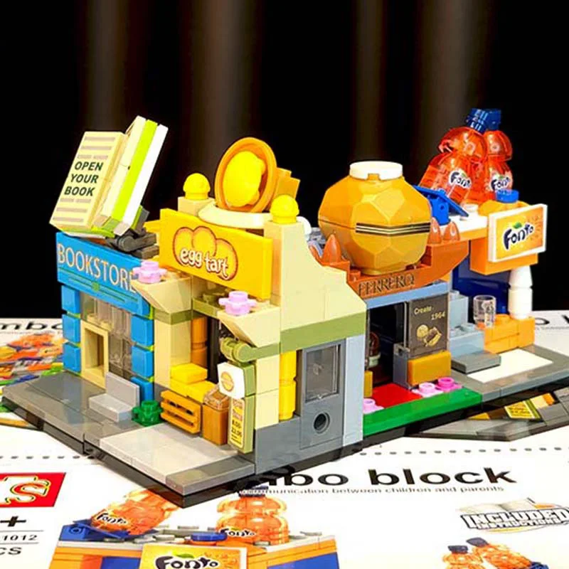Sembo мини создатель Вид из окна серии строительные блоки книжного магазина