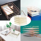 Металлический лоток для документа лоток офисный Органайзер многослойное Бумага хранения Бумага лоток аксессуары журнальная полка ручной Coverabl файл золотой