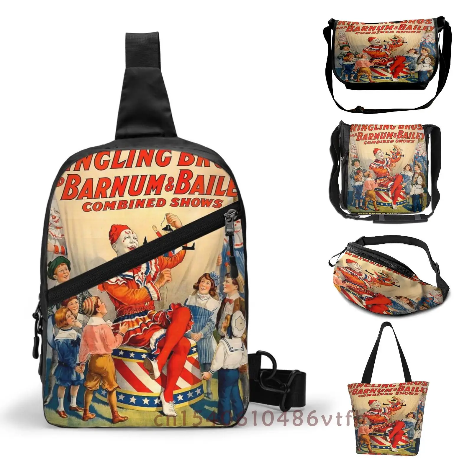 Нагрудная сумка для мужчин и женщин Сумочка через плечо с цирковым постером