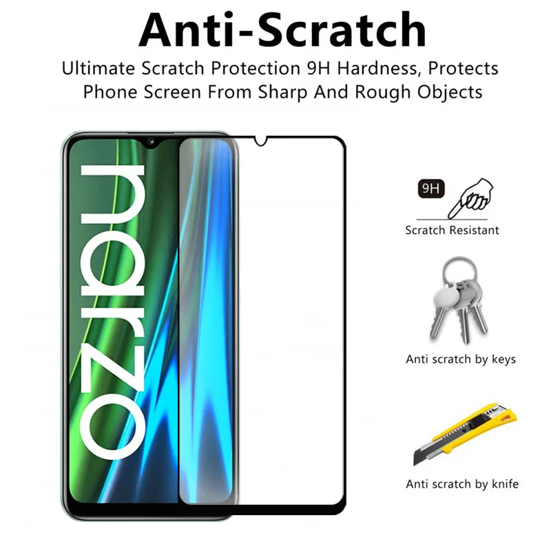 for realme narzo 50a glass for realme narzo 50a tempered glass full cover screen protector film for realme narzo 50a 50i glass free global shipping