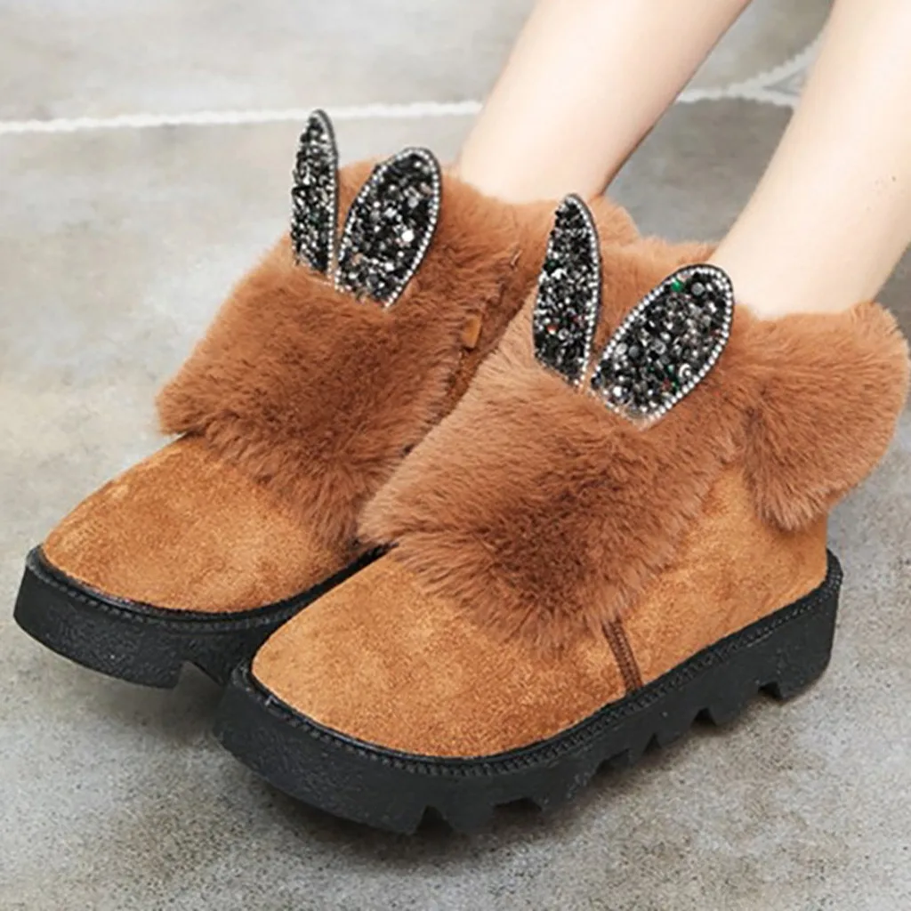 Модные зимние ботинки женские плюшевые ботильоны с рисунками из мультфильмов