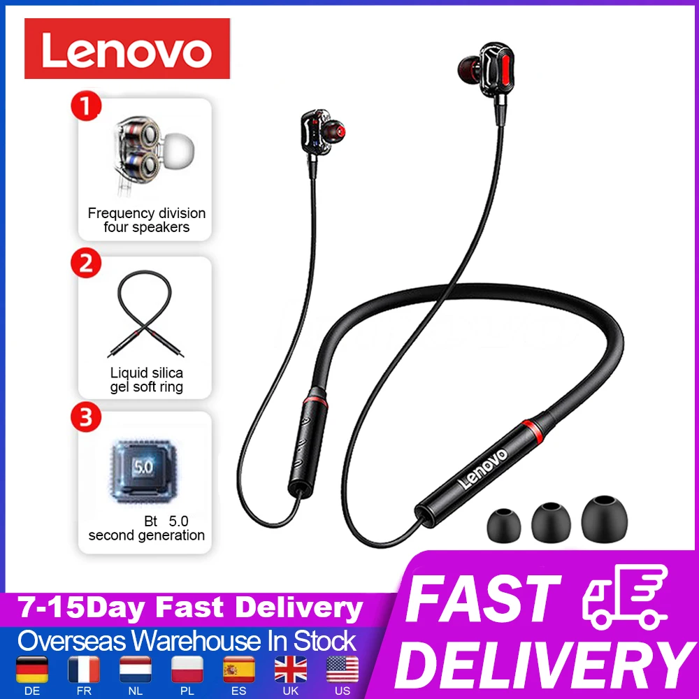 

Lenovo HE05 Pro Wireless Bluetooth 5.0 Earphones Neckband Waterproof HiFi Stereo Sport Earbud Headset With Noise Cancelling Mic