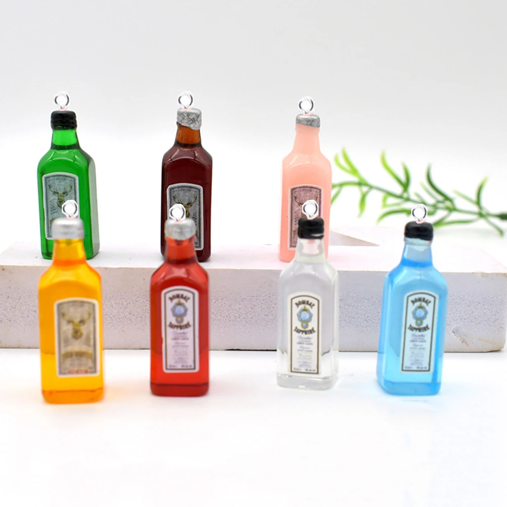 Yamily 10 шт./Смола Винная подвеска симуляция бутылки алкоголя для создания украшений для брелка-ключа, сережек, ожерелья.