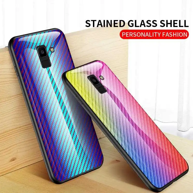 

Joomer Fiber Pattern Glass Case For Samsung Galaxy J8 J6 J4 Plus J2 Pro 2018 J7 J5 J2 Prime Phone Case Cover