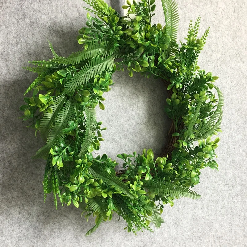 Искусственные листья самшита пластиковый венок из искусственного зелёного