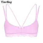 TiaoBug Мужское нижнее белье Sissy гладкая проволока-свободный бюстгальтер без косточек с кружевной отделкой на бретелях бюстгальтер топ, жилет на бретелях