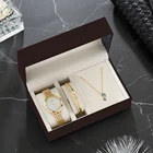 Комплект женских часов с браслетом и ожерельем, в подарочной коробке