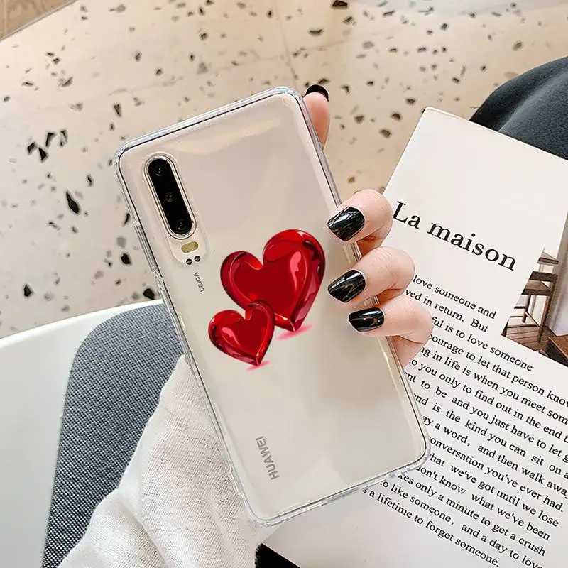 

cartoon cute Love heart red Phone Case Transparent for Samsung A71 S9 10 20 HUAWEI p30 40 honor 10i 8x xiaomi note 8 Pro 10t 11