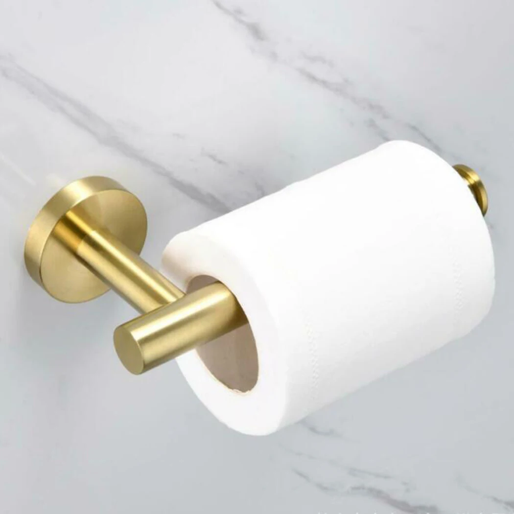 

Stainless Steel Toilet Roll Paper Holder Wall Hanger Bathroom Single Rail Bar Storage Shelf Organization Rack