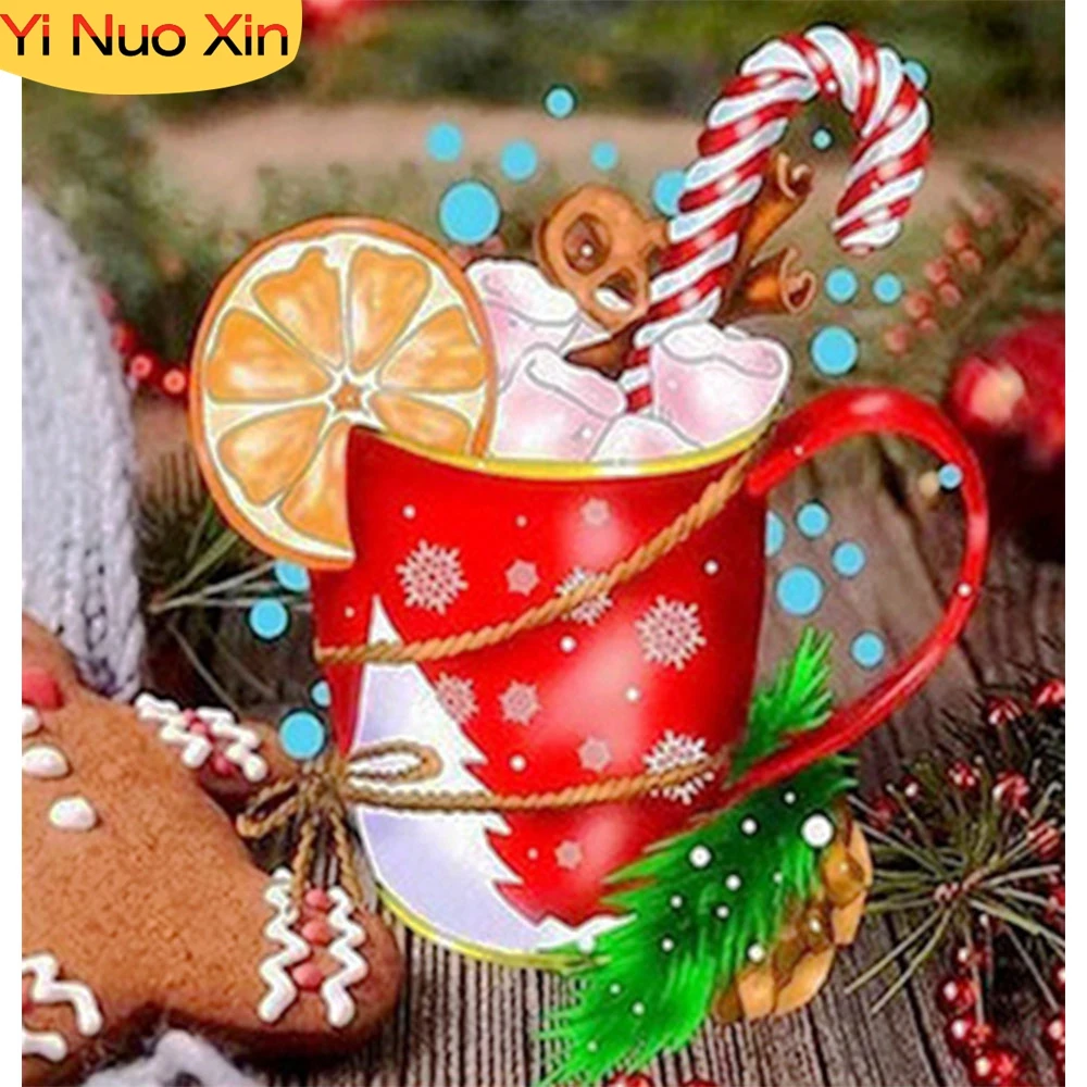 

YNX 5D DIY Diamond Painting Handmade Diamond Embroidery Cross Stitch Full Christmas Cup Home Decoration New Year Gift Cartoon