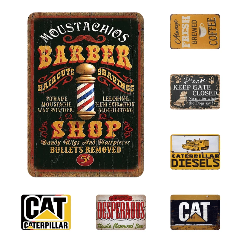 

Warning Sign Decorative Plate Vintage Barber Shop Metal Tin Sign Plaque Garage Farm House Wall Stickers Club Cafe Bar Decoration