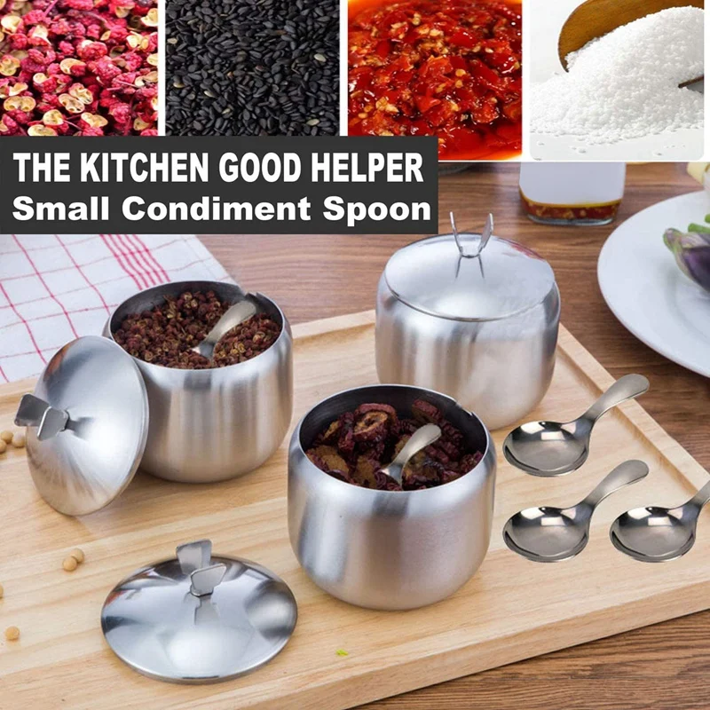 

10 Pcs Stainless Steel Short Handle Spoons Mini Salt Spoons Dessert Spoon Tea Coffee Spoons Silver