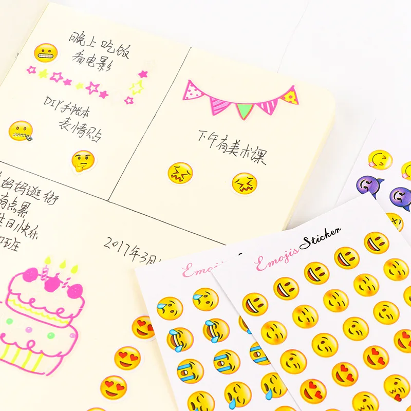 12 листов/партия креативная мини наклейка со смайликом этикетка kawaii наклейки для скрапбукинга для детей в дневнике DIY блокнот школьные принадлежности