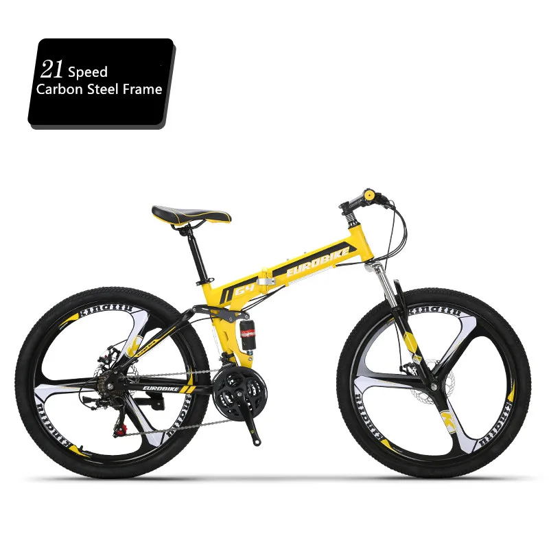 21 Speed B yellow Горный велосипед из углеродистой стали складная рама мягкая-хвост 26 дюймов колеса велосипеда дисковые тормоза 21 27 скорость спорт Bicicleta - Цвет: 21 Speed B yellow
