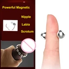 Металлические бусины для магнитное кольцо для полового члена точки G, Клиторальные зажимы для груди, зажим для сосков, шарики с замком, растяжки для мошонки, интимные игрушки для пар