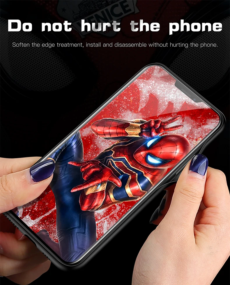 Чехол из закаленного стекла для телефона Marvel с человеком-пауком для iPhone 11 Pro Max XSmax XR XS X 8 7 6s 6 Plus, роскошный защитный чехол