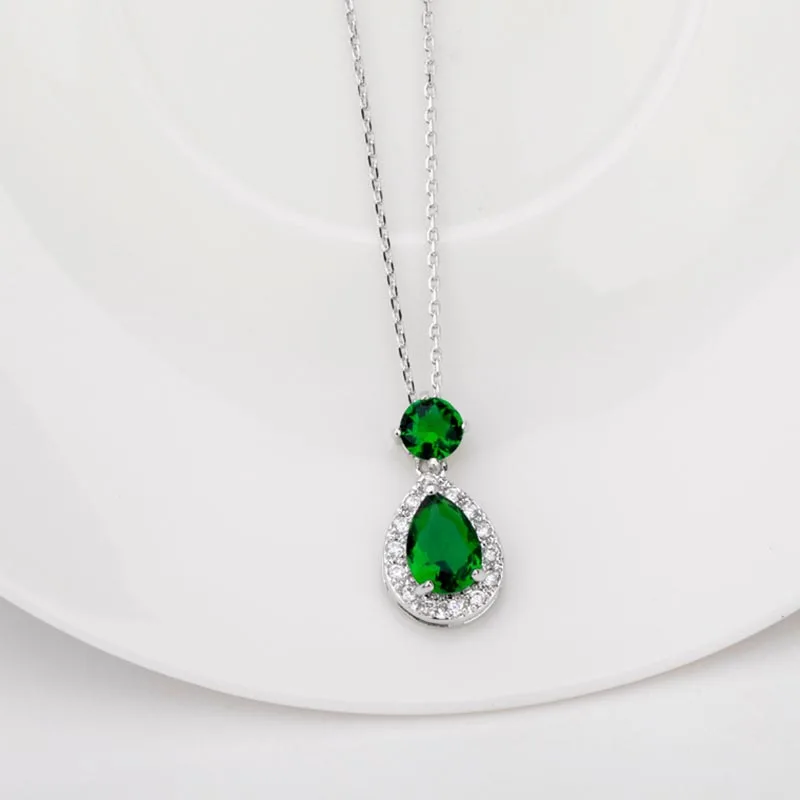 Женское ожерелье из серебра 925 пробы с драгоценными камнями в форме капли воды |