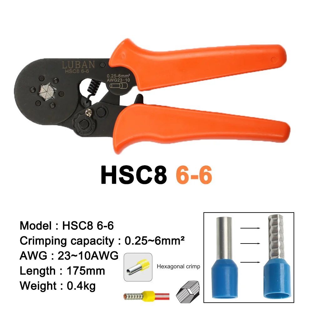 Фото HSC8 6-6B HSC8 6-6A мини-тип саморегулирующиеся обжимные плоскогубцы 0,25-6 мм обжимные клеммы мульти HSC8 6-6 №4