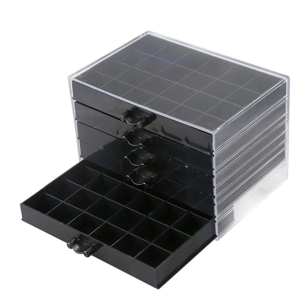 

120 Grids Empty Box Acrylic Large Capacity Display Drawer Type Home Manicure Tool 5 Layer Organizer Holder Storage Case Nail Art