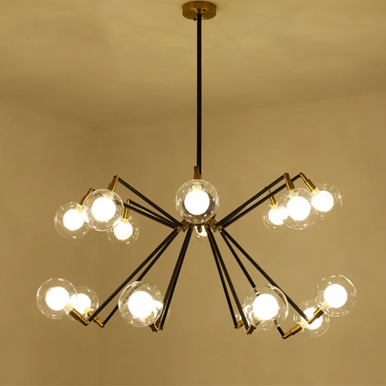 Люстра паук из кованого железа простой стеклянный светильник в стиле постмодерн