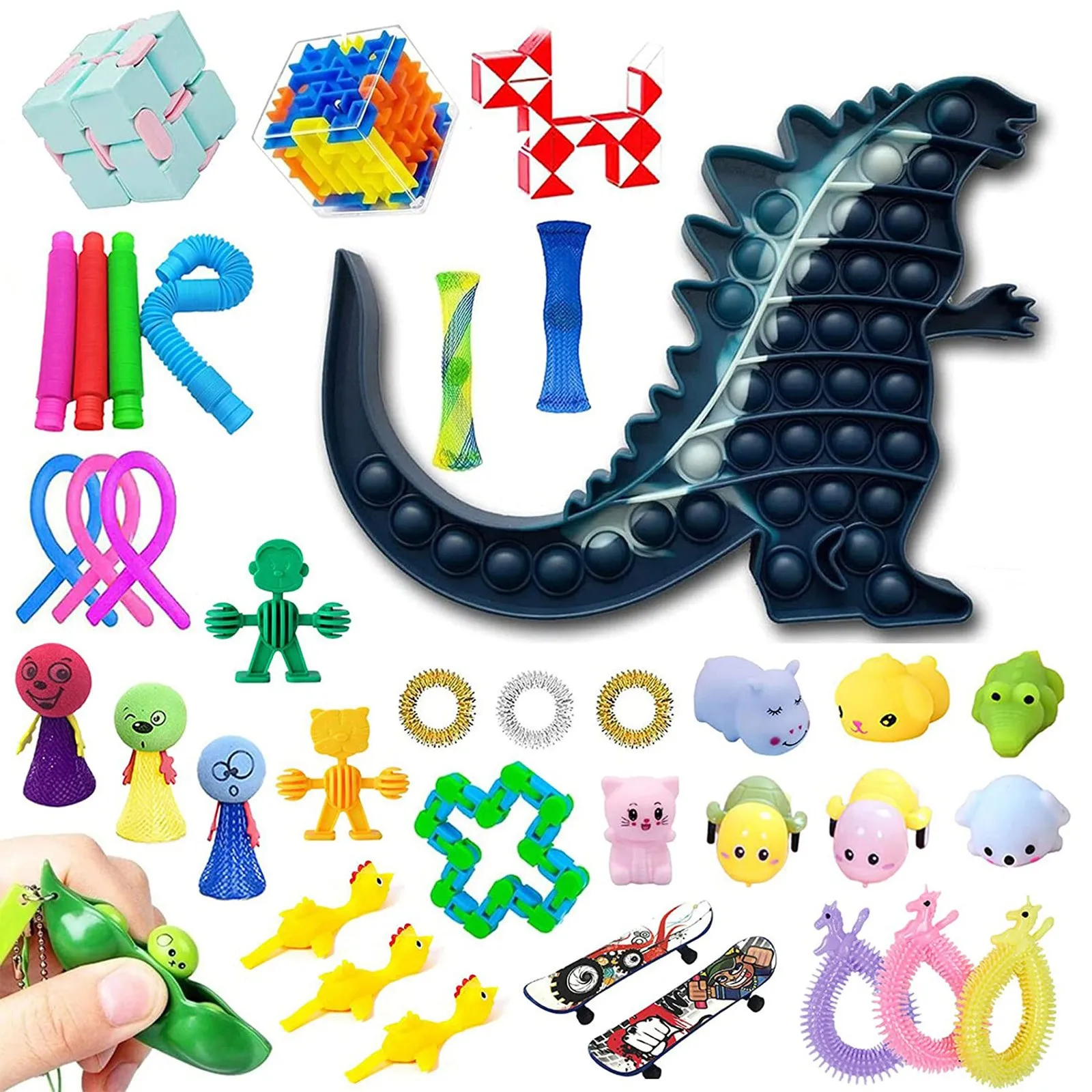 Juego de juguetes antiestr&eacute;s para ni&ntilde;os y adultos, juguete antiestr&eacute;s para aliviar el autismo, con burbujas de empuje y descompresi&oacute;n sensorial-3