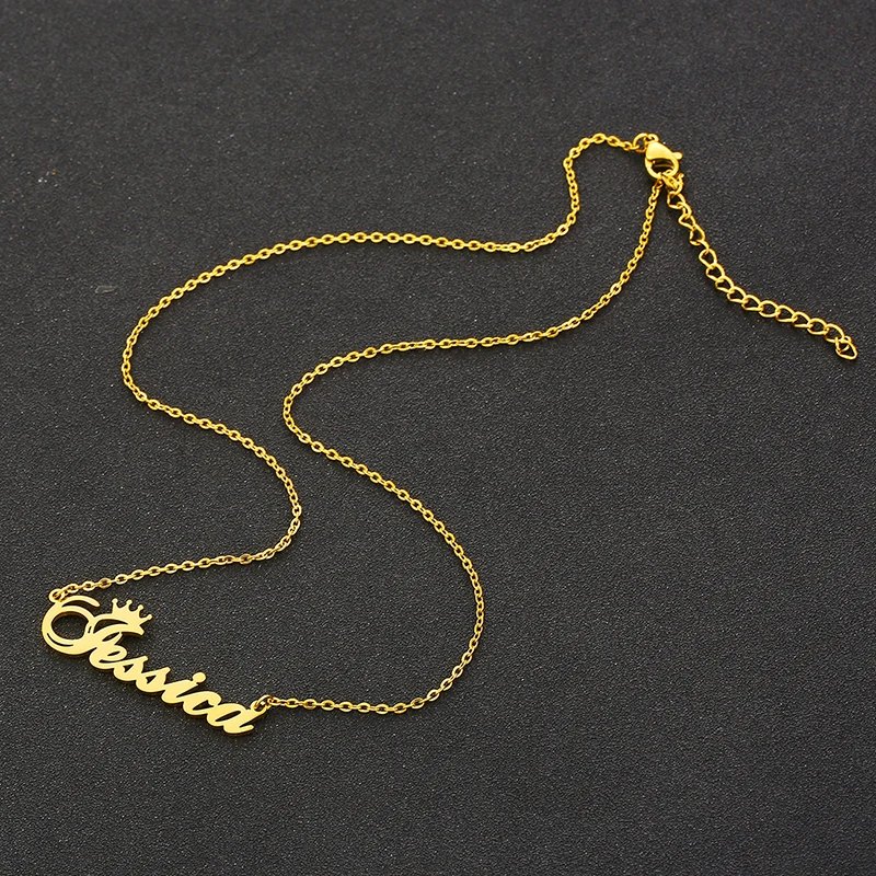 Ожерелье с именем короны для женщин персонализированная цепь табличкой из