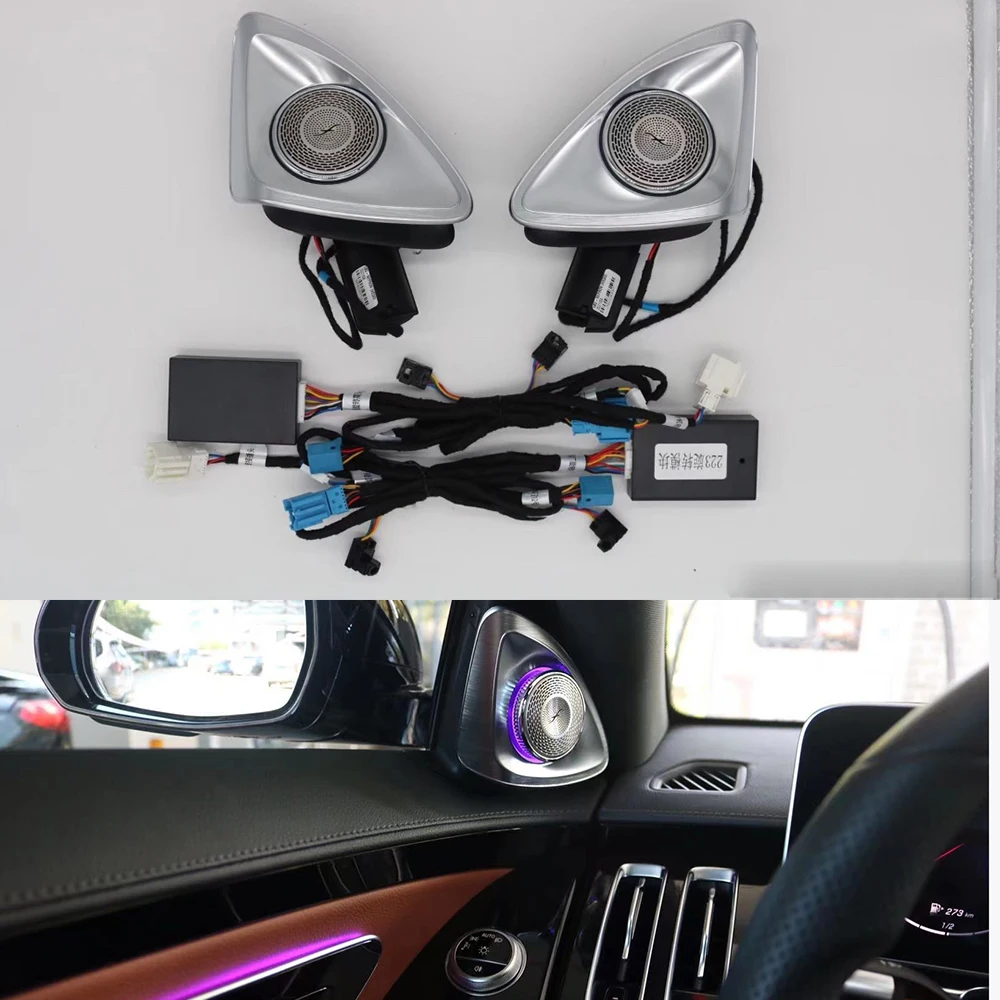 

Новинка 2021 г., вращающийся 4d-динамик, 64 цвета, динамик udio для освещения салона Mercedes W223 Maybach s-Klass W223 S500L