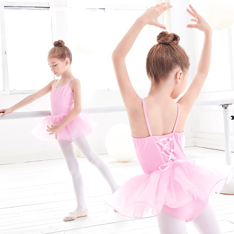Girls Spaghetti Straps Tulle Dress Tutu Ballet Dress Bowknot Bandage Dress Kids Ballet Leotard Dress Organza