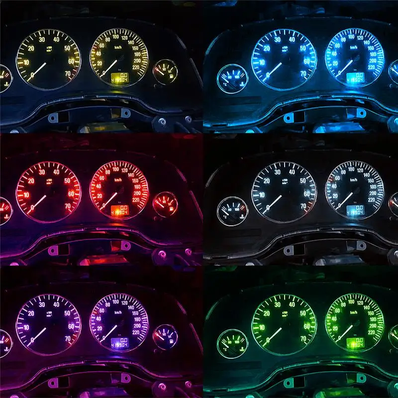 10 x T5 светодиодный 12516 W1.2W лампа для салона автомобиля 5050 SMD датчик прибора Авто лампы 12V Атмосфера декоративные лампы