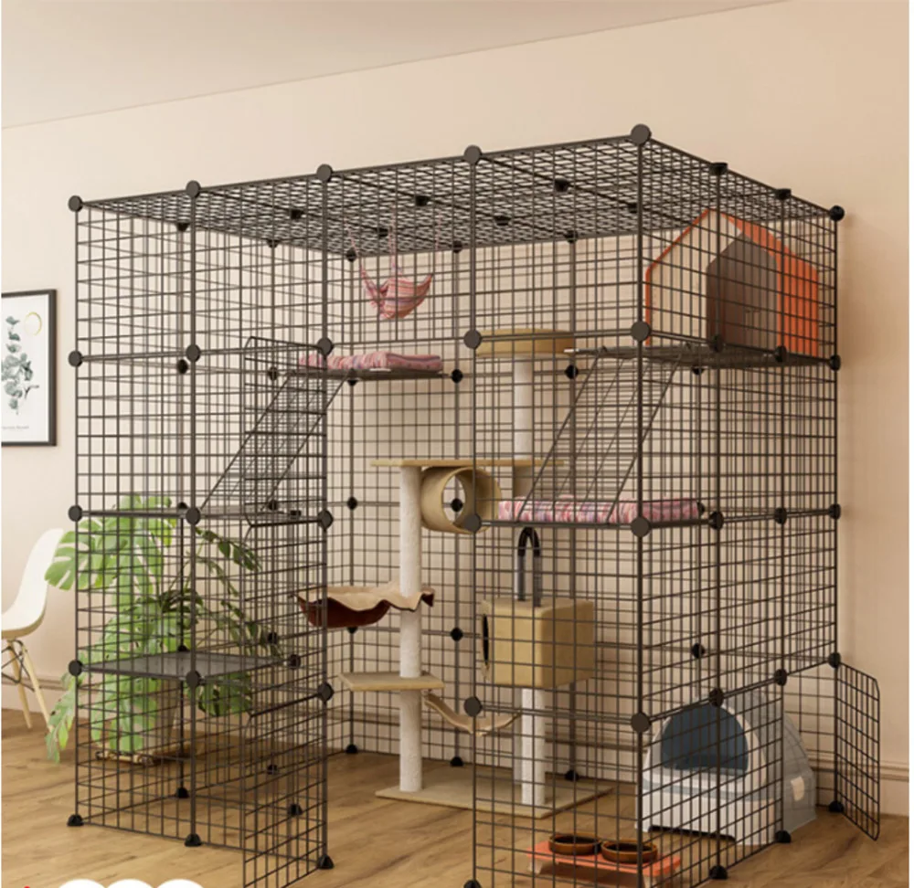 

Luxury Super gate cat cage super wide large platform home Villa super free space indoor cat house multi-layer large space large