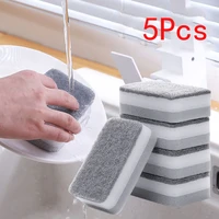 5pcs double sided sponge wipe scouring pad dish cloth cleaning brush strong decontamination kitchen sponge wipe cleaning tools