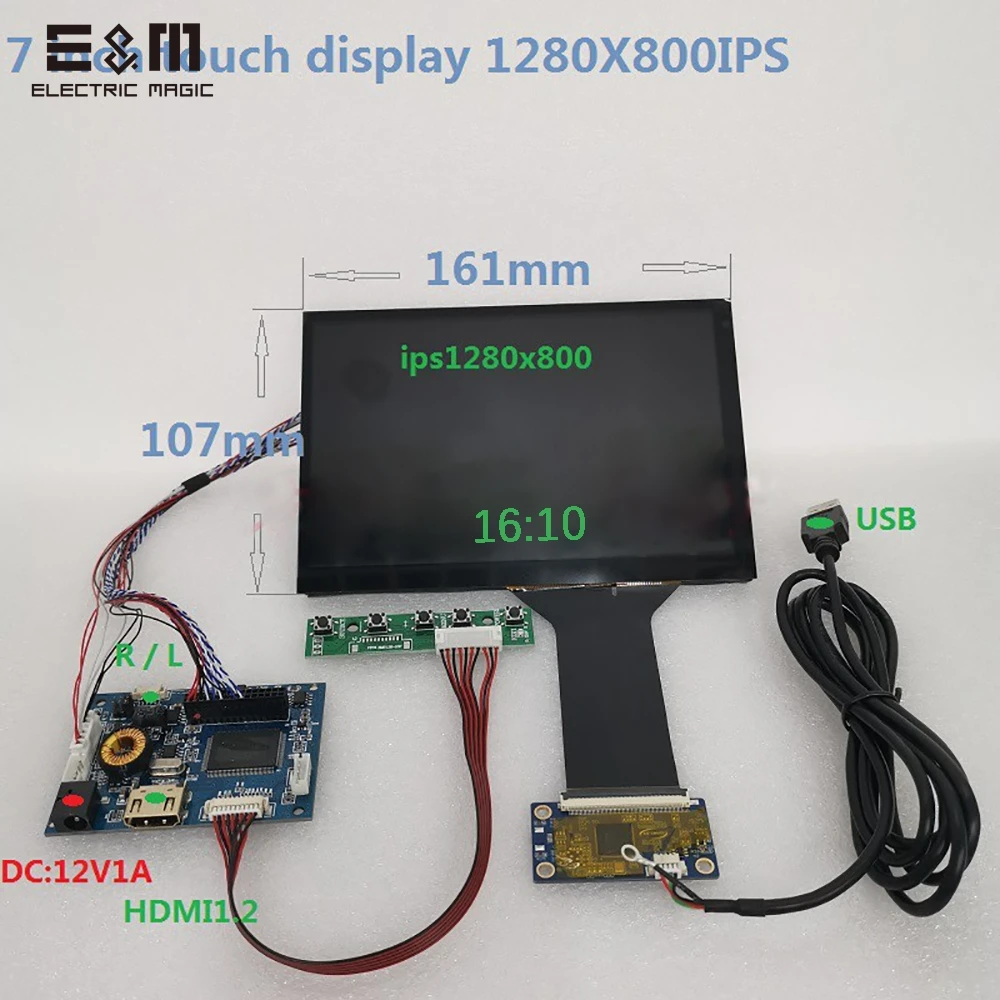 7-дюймовый сенсорный ЖК-экран IPS display HDMI 16:10 Автомобильный дисплей наборы DIY для Raspberry Pi Android Windows 7 8 10 1280*800