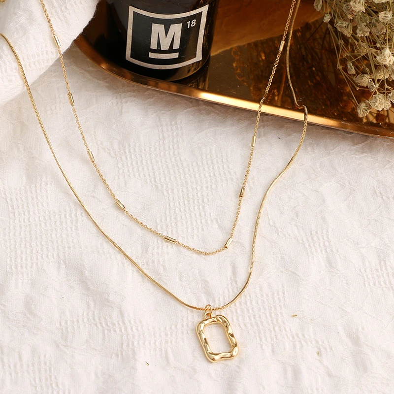 

Korean Fashion Geometric Irregular Layered Necklace for Women Hip Hop Pendant Chains Accessories Aesthetic Clothing Jewelry Gift