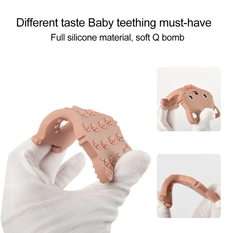 

Infant Toddler Baby Teethers Baby Children Soft Silicone Cartoon Cat Teether Training Toys Safety For Infant Teething