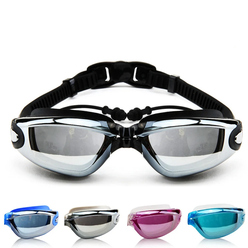 

Очки для плавания с заглушкой для ушей, профессиональные Силиконовые противотуманные, для взрослых, для мужчин и женщин, оптические водонеп...