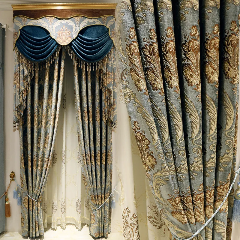 

European-style Curtains for Luxury Living Room High-end Chenille Bedroom Curtain 2021 New Curtains Villa Heightening Big Windows