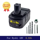 Литий-ионная аккумуляторная батарея 18 в 6000 мАч для беспроводного электроинструмента Ryobi ONE + BPL1820 P108 P109 P106 P105 P104 P103 RB18L50 RB18L40