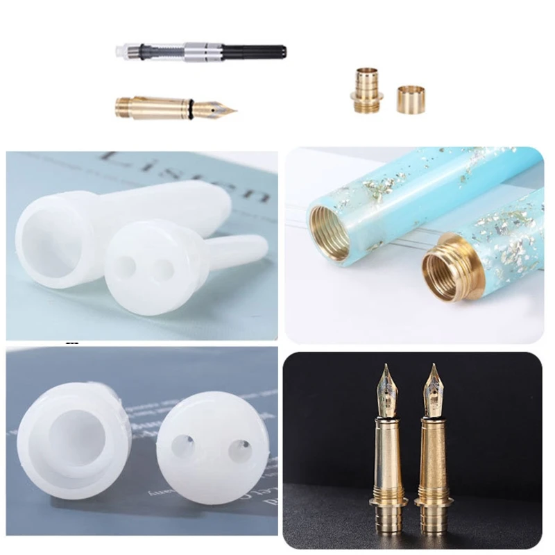 

1 Set Fountain Pen Epoxy Resin Mold Cylinder Pen Shape Silicone Mould DIY Crafts Candle Casting Tools E56F
