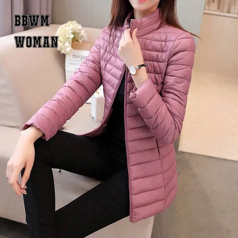 Теплая легкая женская куртка тонкая Корейская черная розовая бордовая 5 цветов