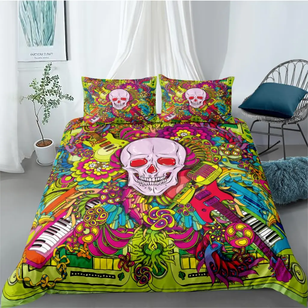 

3D Skull Printed Bedding Set Bedclothes King Queen Single Size Duvet Cover With Pillowcase Quilt Duvet Cover Set